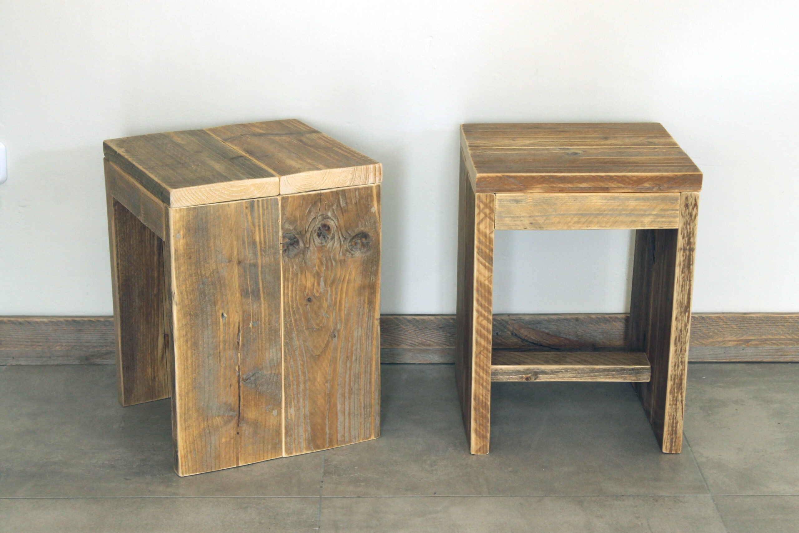 Hocker aus Gerüstbohlen